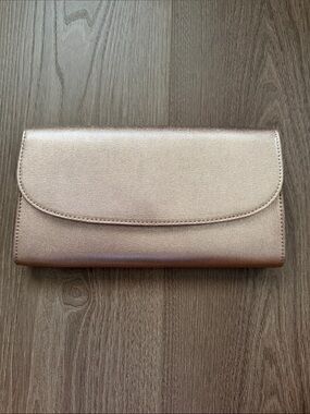 Halogen Rose Gold Metallic Clutch Wallet